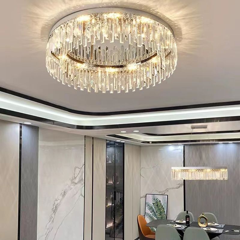 Ultra-Contemporary Flush Mount Lamp Round Ceiling Lighting with Crystal for Bedroom