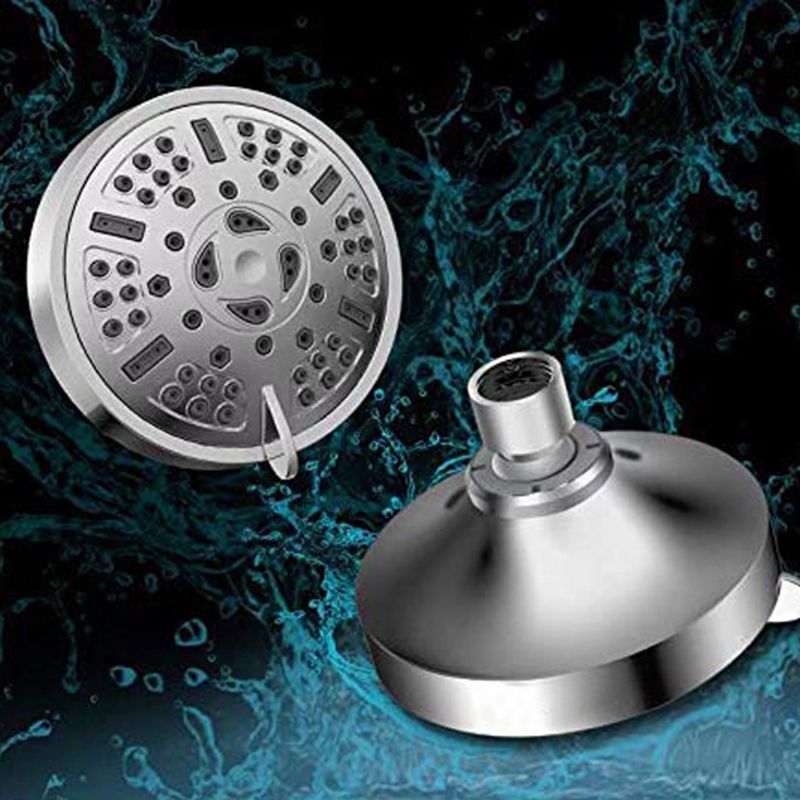 Modern Style Fixed Shower Head in Silver 9-Settings Wall-Mount Showerhead