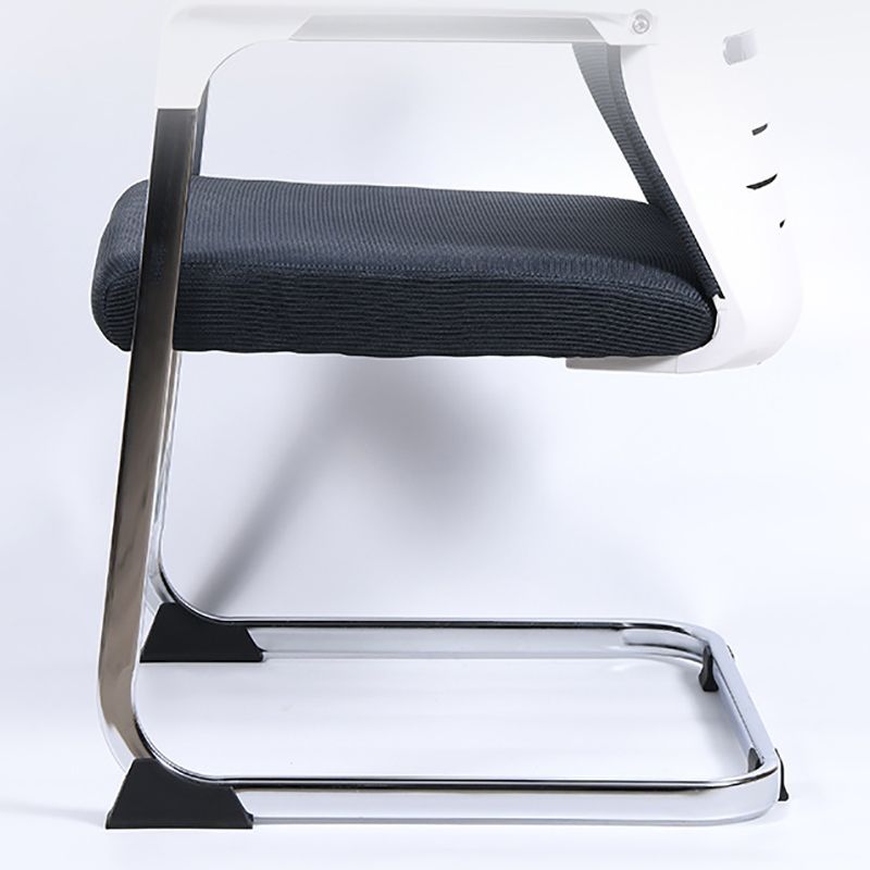 Modern Office Chair No Wheels Fixed Arms Lumbar Support Desk Chair