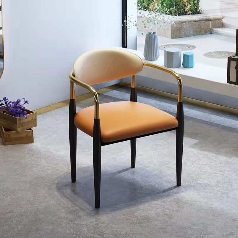 Contemporary Arm Leather Dining Chairs Open Back Dining Side Chair