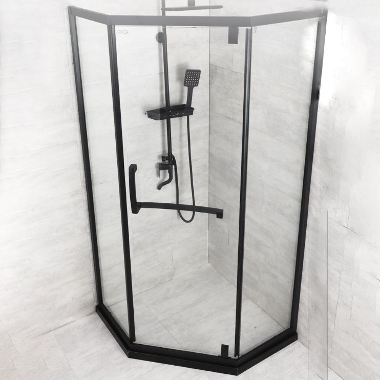 Black Frame Stainless Steel Shower Enclosure Tempered Glass Shower Kit