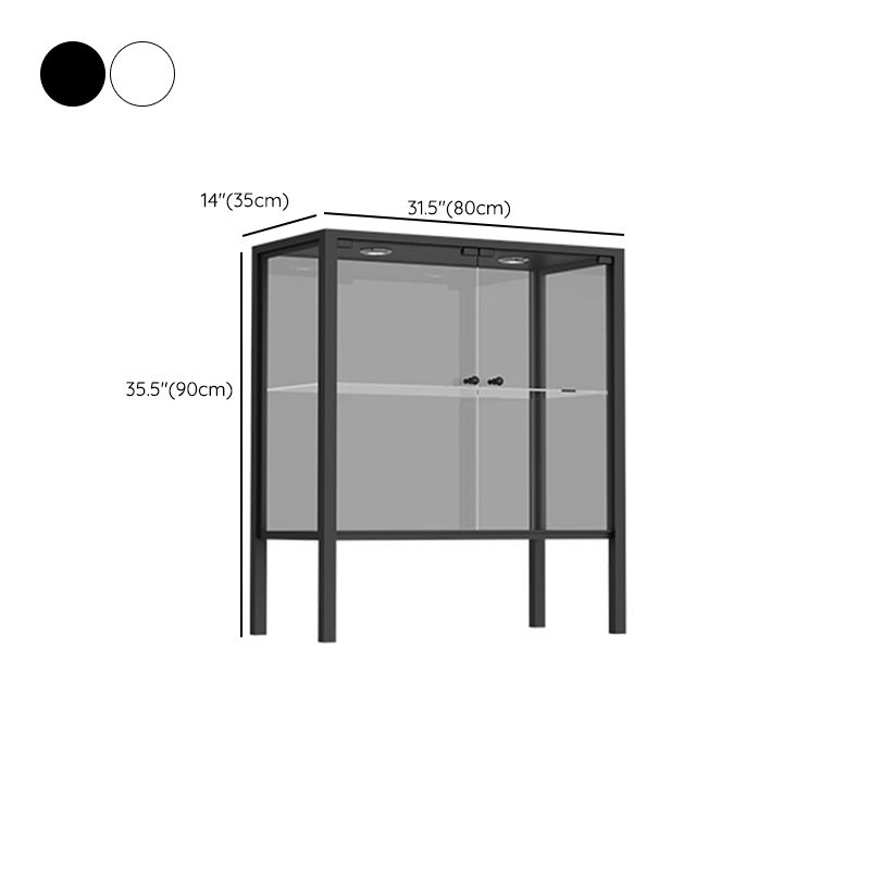 Modern Curio Cabinet Metal Storage Cabinet with Lighting for Dining Room