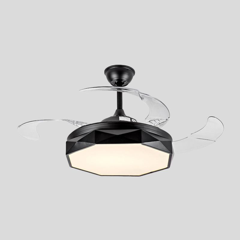 Prismy Living Room Ceiling Fan Light Metallic 15.5" Wide LED Nordic Semi Flush Mount, 4 Blades