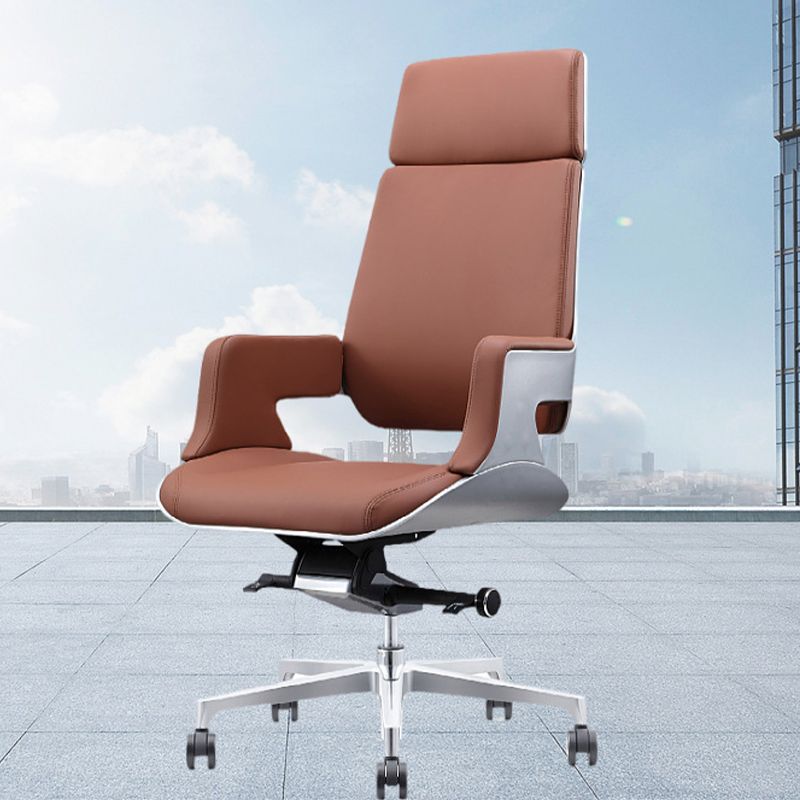 Modern Armless Slide Office Chair Leather Adjustable Seat Height Desk Chair with Wheels