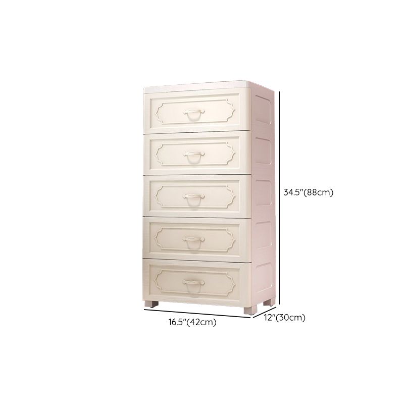 Nordic Vertical Kids Nightstand Plastic Nursery Dresser with 5/6 Drawers for Bedroom