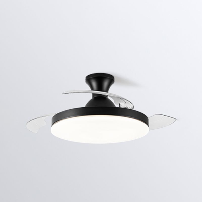 Invisible Blades Fan Light Fixture Modern Living Room Semi Flush Mount LED Ceiling Light