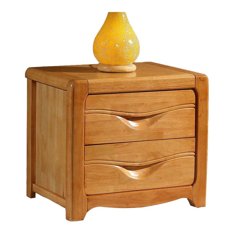 Solid Wood Bed Nightstand Traditional Bedside Cabinet with Drawers