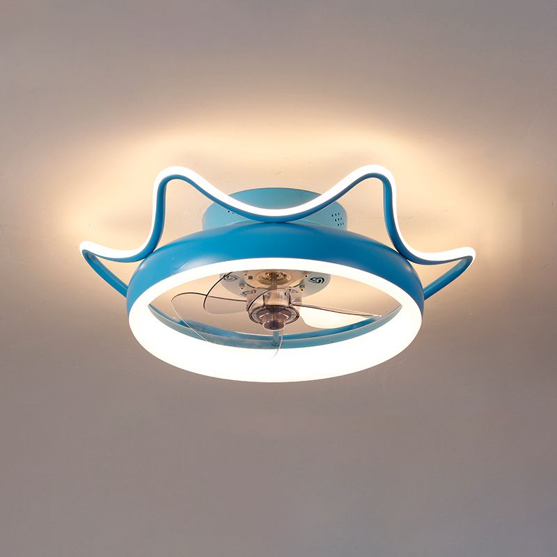 Circle Metal Ceiling Fan Lamp Modern Style LED Ceiling Light Fixture for Bedroom