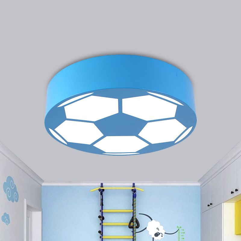 Fútbol rojo / amarillo / azul flushmount estilo infantil LED Metal incorporado lámpara de techo con pantalla de acrílico