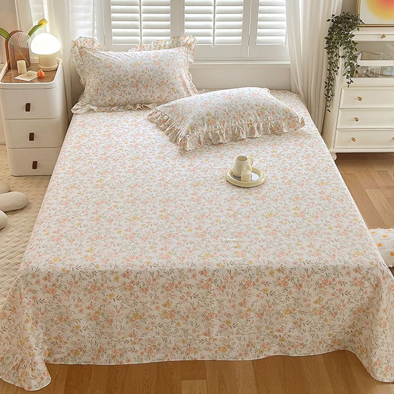 Floral Print Bed Sheet Set Modern Spring Cotton Fitted Sheet