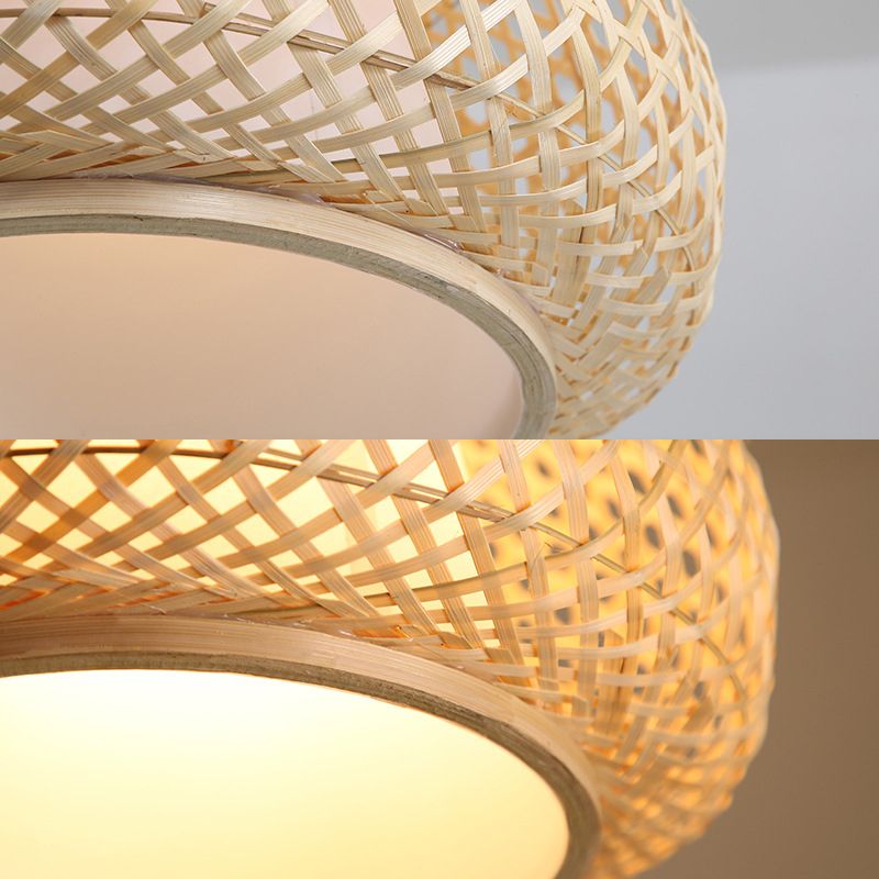 Lampe suspendue du pendentif globe avec room Shade Asia Style 1 Light suspendu au plafond Lanterne en beige