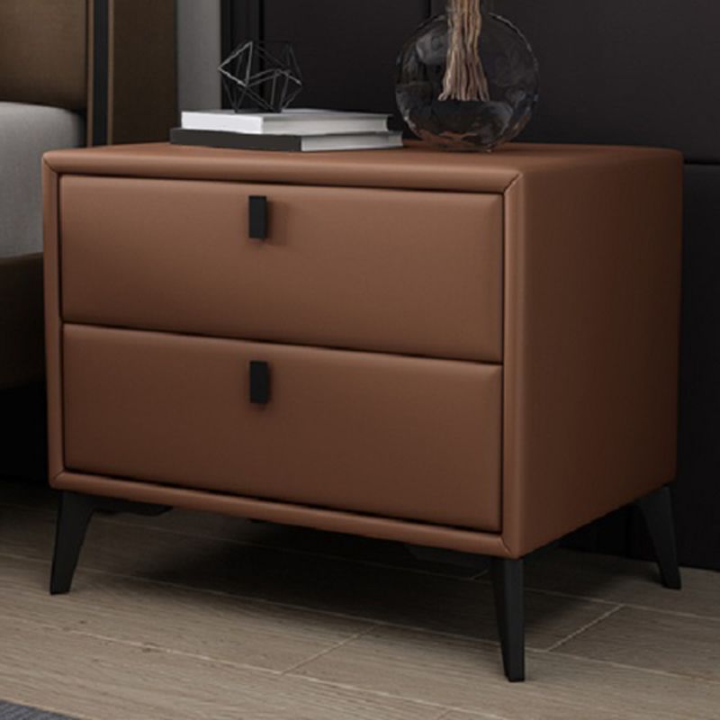 Faux Leather Accent Table Nightstand Contemporary Bed Nightstand