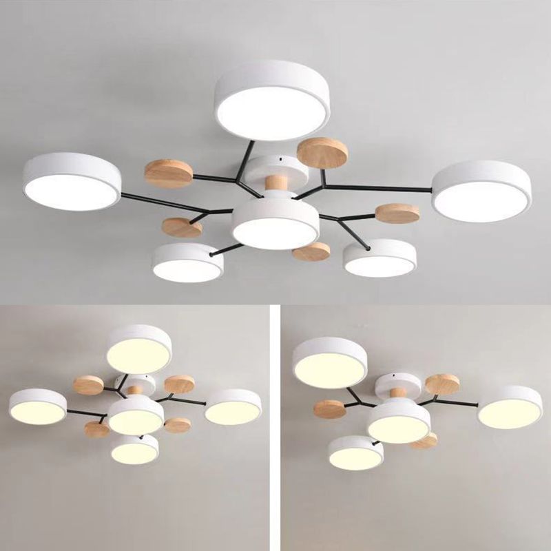 Nordic Style Ceiling Lighting Metal Semi Flush Mount for Living Room