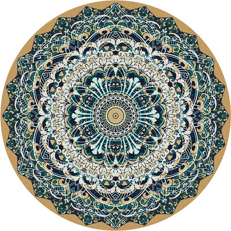 Alfombra de área de dormitorio multicolor alfombra de estampado marroquí de mandala