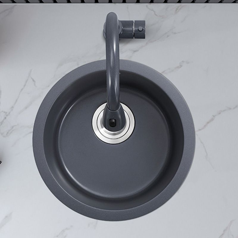 Black Round  Kitchen Sink Contemporary Drop-In 1 Holes Single Bowl Sink