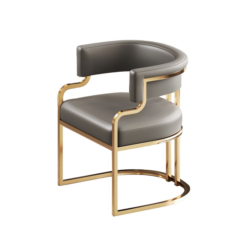 Glam Indoor Upholstered Gold Legs Open Back Dining Arm Chair