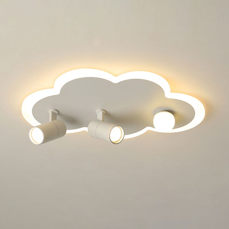 Montaggio semifulto a LED di nuvole bianche in moderno appuntamento a soffitto interno in metallo creativo con ombra acrilica