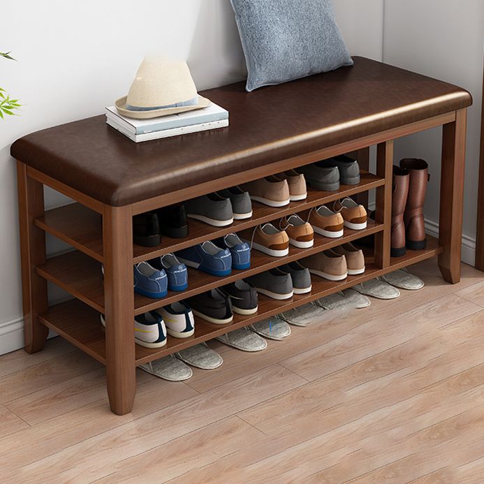 11.81 Inch Wide Seating Bench Rubberwood Bench with Shoes Storage