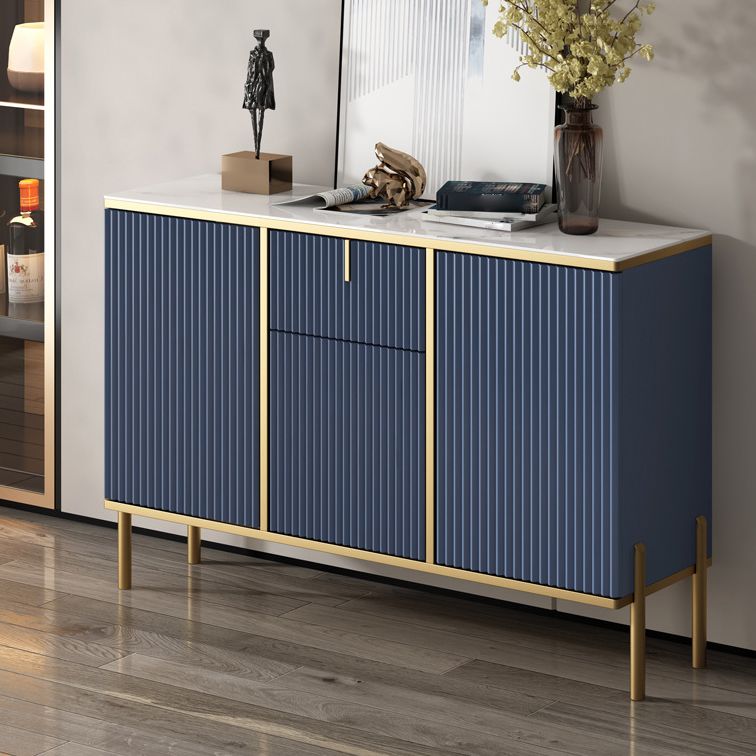 Glam Style Buffet Sideboard Sintered Stone Top Server with Door and Drawer