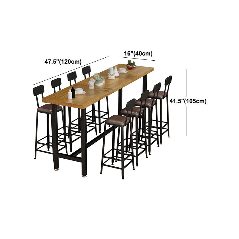 Wood Bar Table Traditional Luxury Rectangle Bar Dining Table with Trestle Base