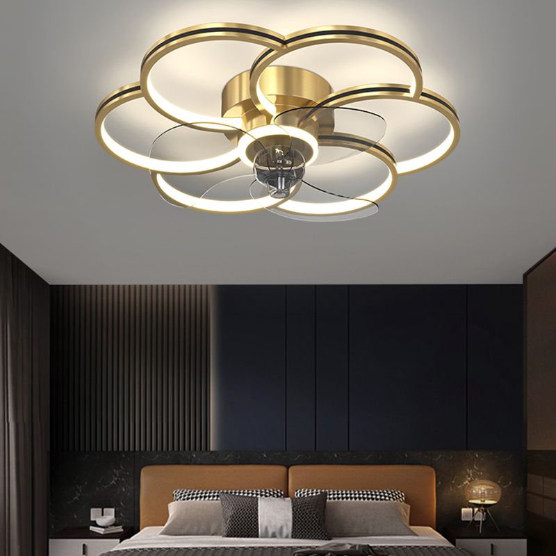 Modern Ceiling Fan Light Multi Light Ceiling Mount Lamp with Silica Gel Shade for Bedroom