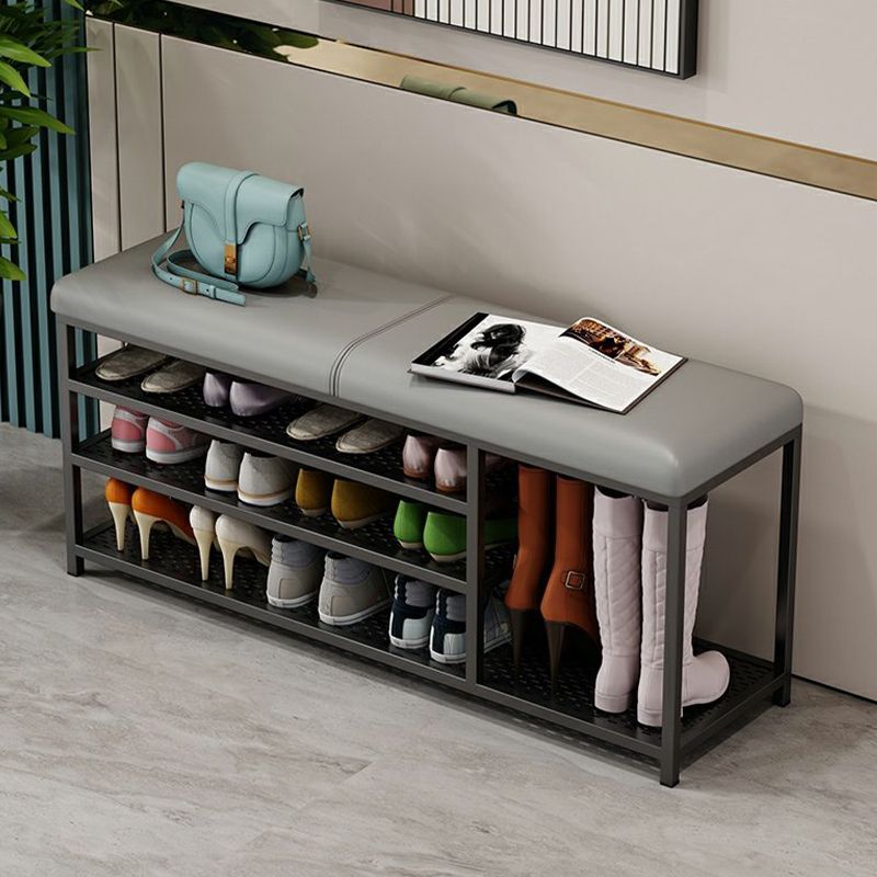 Modern Entryway Bench Cushioned Rectangle Shoe Storage Seating Bench