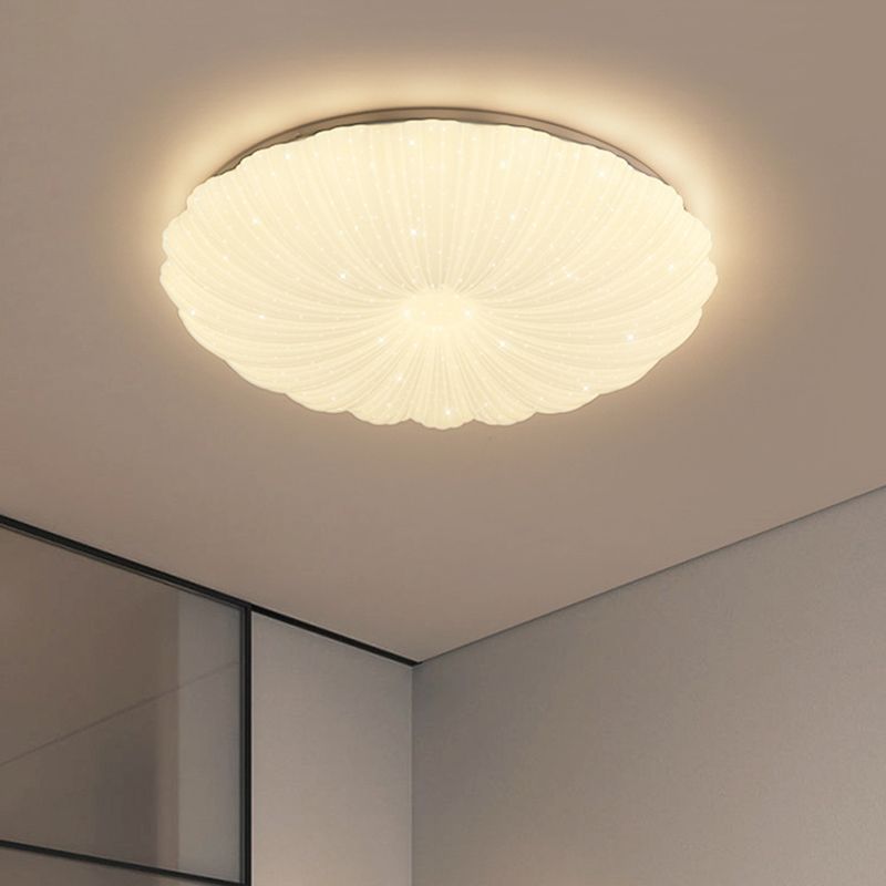 Contemporary 1 - Light Flush Mount Light in White Iron and Acrylic LED Ceiling Flush