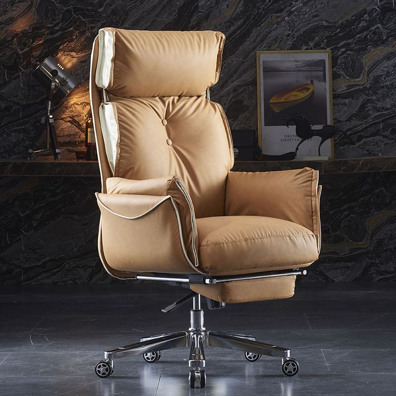 Faux Leather Executive Chair Modern High Back Padded Arms Office Chair