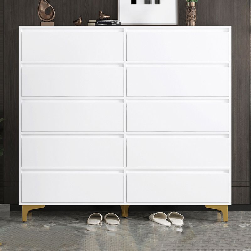 Contemporary Wooden Accent Chest with Metal Straight Legs and Drawers