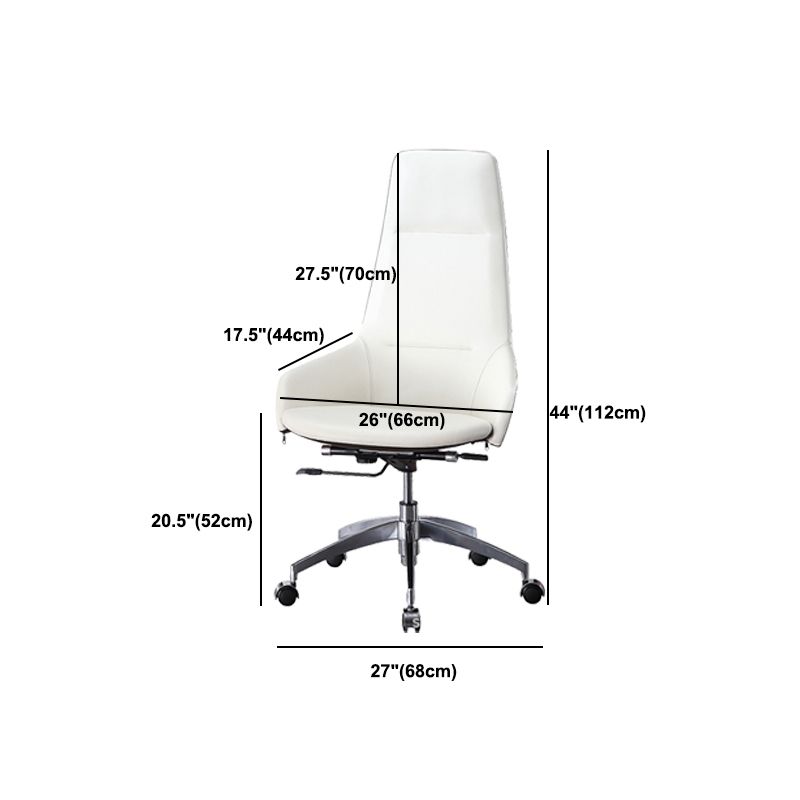 Faux Leather Office Chair Contemporary Nylon Desk Chair in White