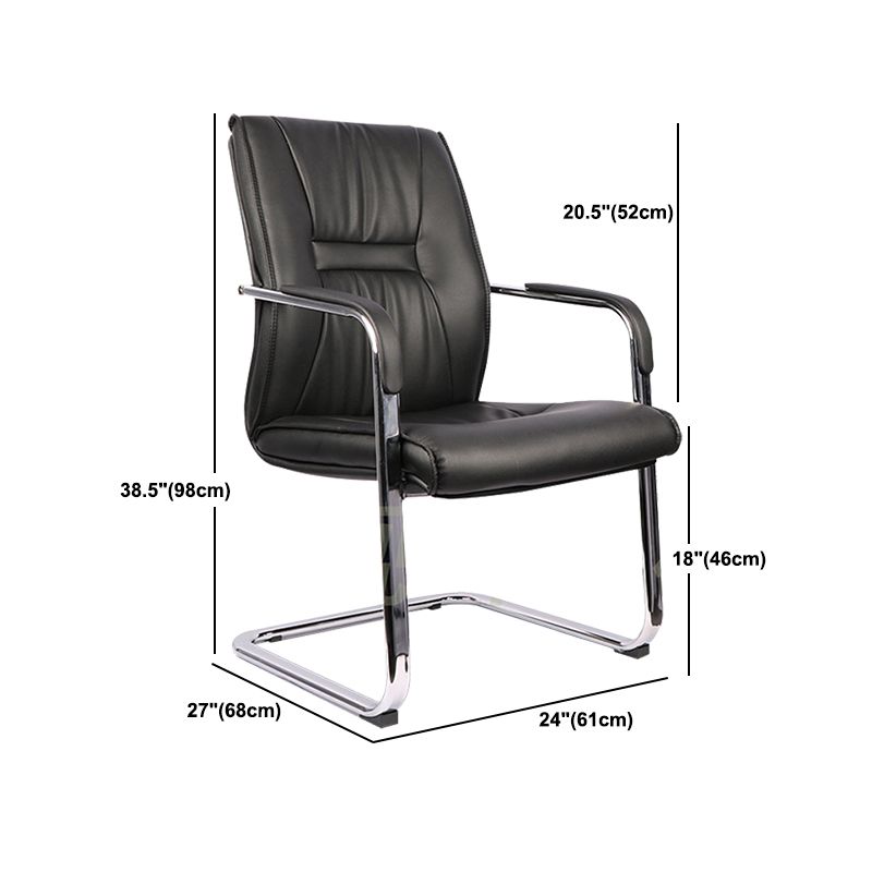 Modern Desk Chair Leather Computer Chair Mid-Back Chair in Black