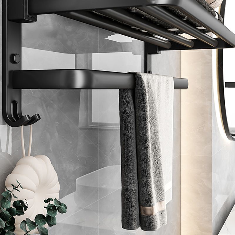 Black Aluminum Bathroom Accessory Set Modern Bath Shelf/ Towel Bar & Paper Holder