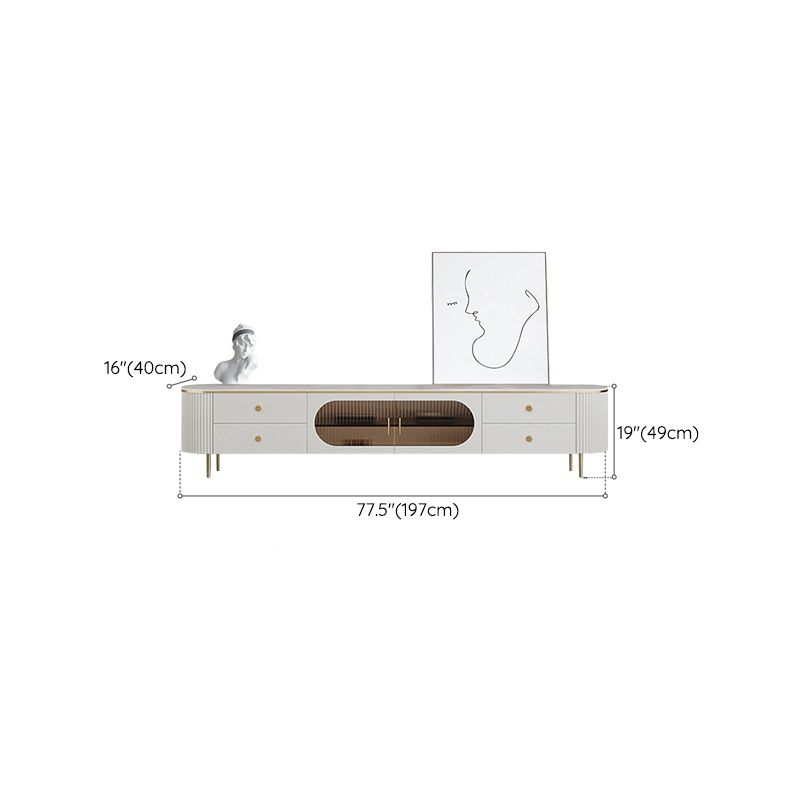 Modern TV Stand Console White TV Stand with Cable Management