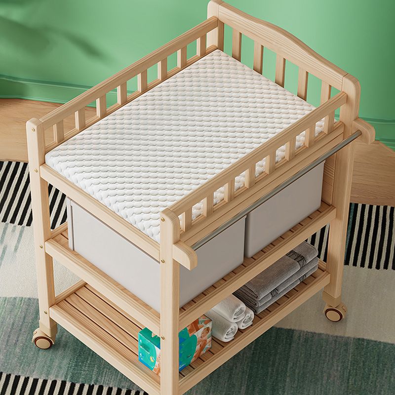 Modern Changing Table with Safety Rails, Wooden Baby Changing Table