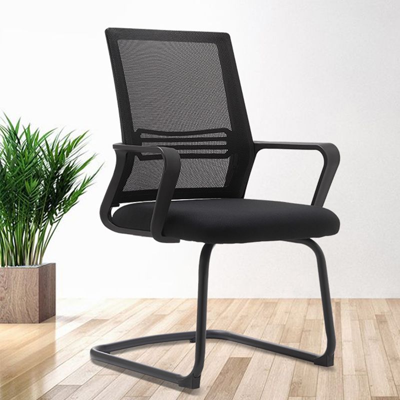 Modern Fixed Arms Office Chair No Wheels No Distressing Ergonomic Desk Chair