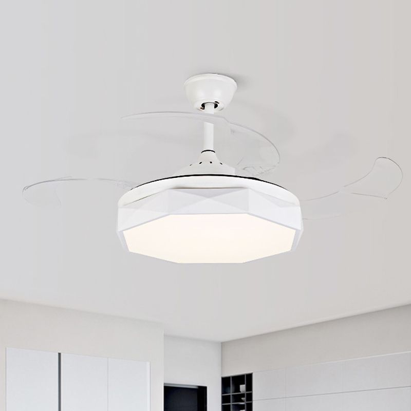 Prismy Living Room Ceiling Fan Light Metallic 15.5" Wide LED Nordic Semi Flush Mount, 4 Blades