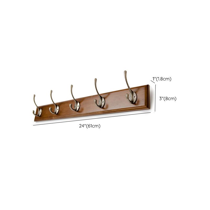 Brown Wooden Coat Hanger Modern Style Minimalist Home Wall Hanging Coat Rack