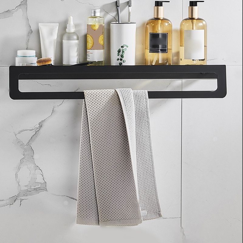 7-Piece Bathroom Hardware Set Matte Black/Gray with Bath Shelf/Towel Bar/Robe Hooks