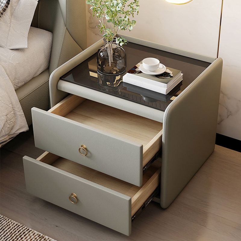 Contemporary Solid Wood Drawer Storage Bed Nightstand for Bedroom