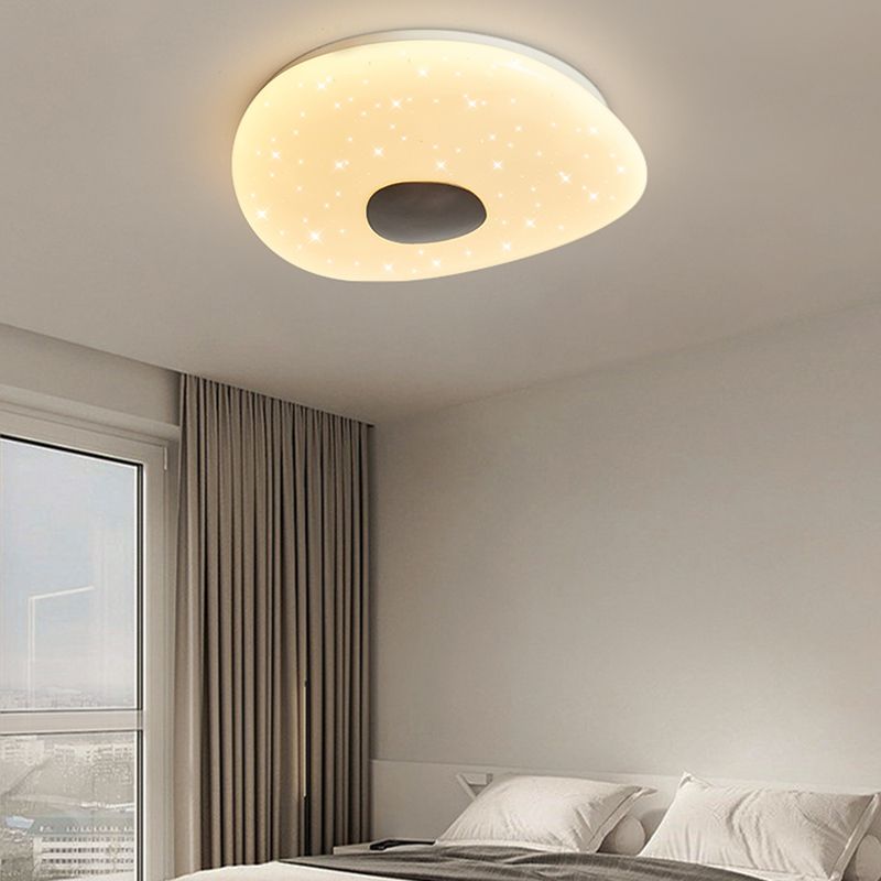 LED Modern Wood Flush Mount Geometric Shape Ceiling Light with Acrylic Shade