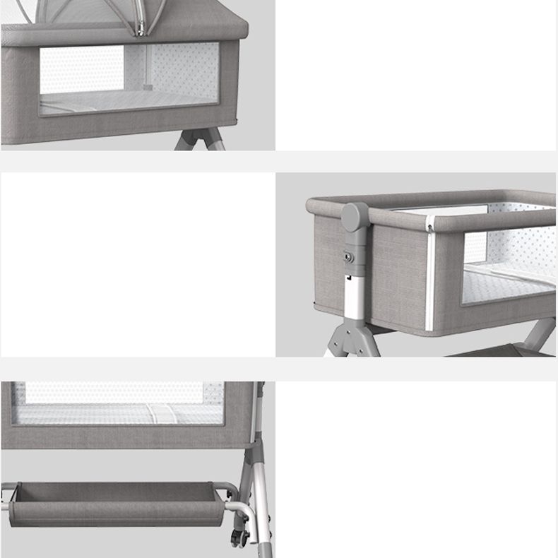 Metal Adjustable Bedside Bassinet Gliding Rectangle Crib Cradle for Toddler