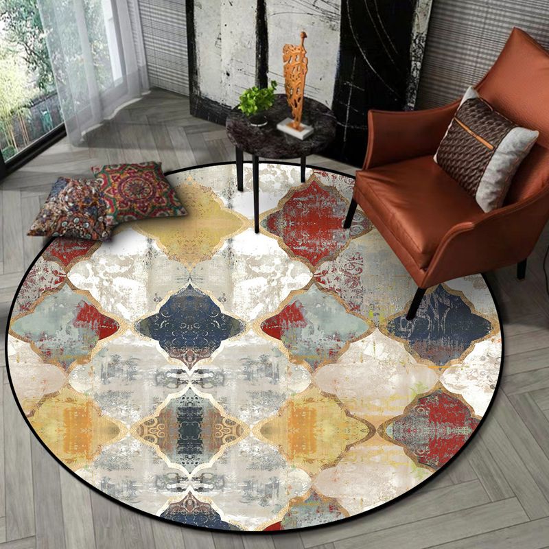 Stammesgeometrie Ogee Muster Teppich rot marokkanischer Teppich Polyester Haustierfreundlicher waschbarer Rutsch-Fläche Teppich für die Dekoration