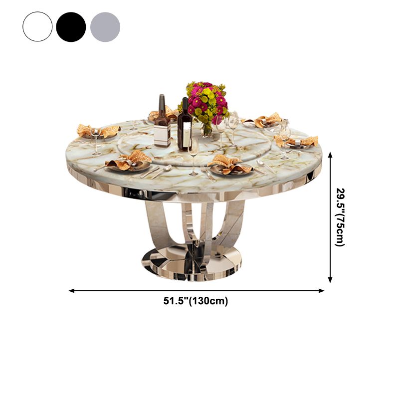 Tavolo da pranzo in marmo in stile lusso metallizzato tavolo rotondo singolo piedistallo per casa