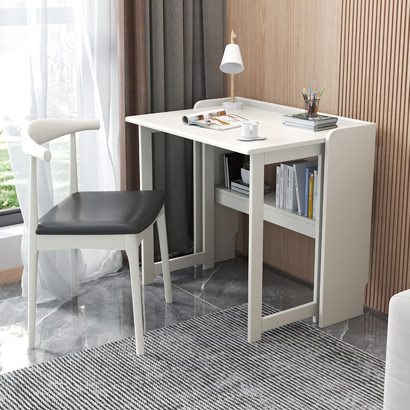 Rubber Wood Writing Desk with 1 Shelf in White/Natural Child Desk