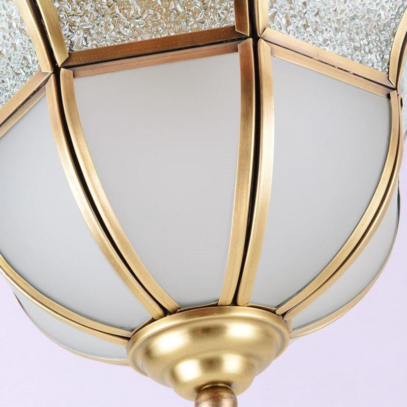 Glass Close to Ceiling Light Traditional Brass Faceted Aisle Semi Mount Lighting