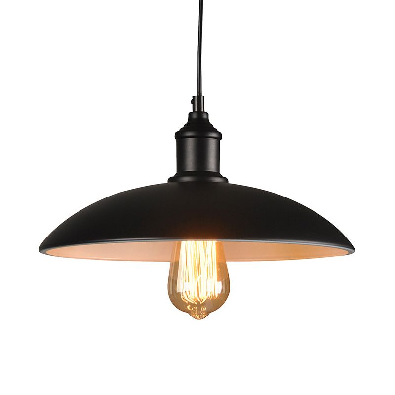 Saucer Metal Pendant Lighting Vintage Style Dining Room Commercial Pendant Lighting in Black