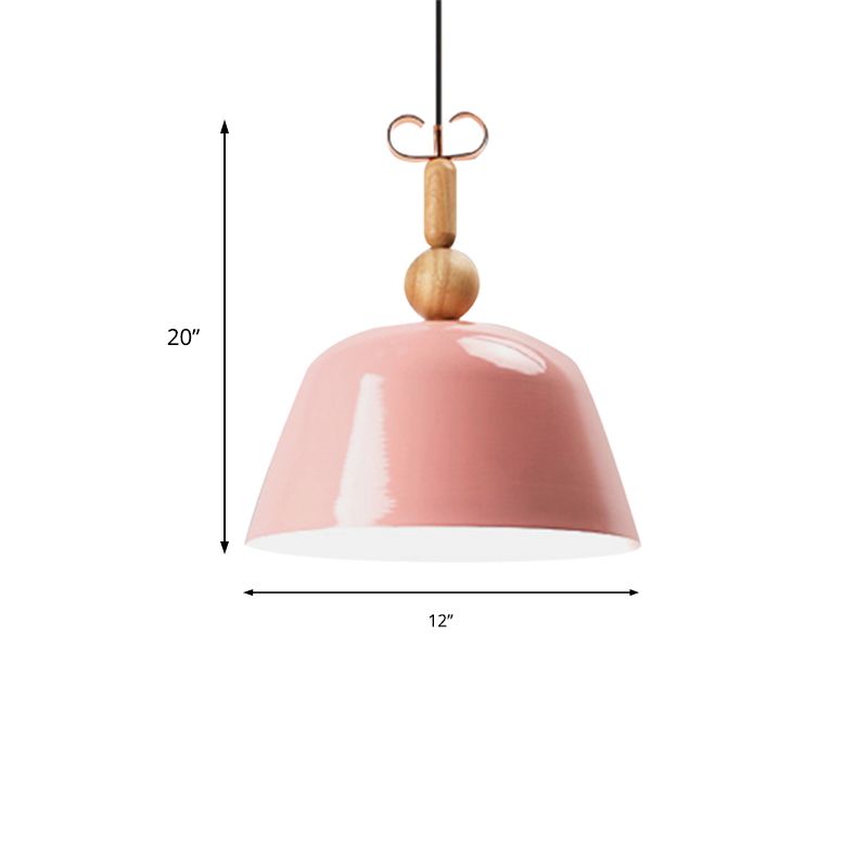 Nordic Bright-Colored Pendant Lamp Bell Shade Single Head Metallic Ceiling Lighting in Blue/Pink/Red/Yellow for Living Room