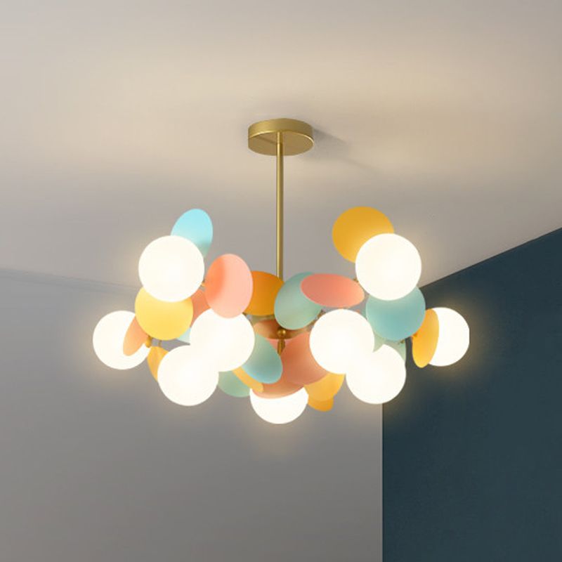 Modern Glass Chandelier Simple Hanging Pendant Light Fixture for Bedroom