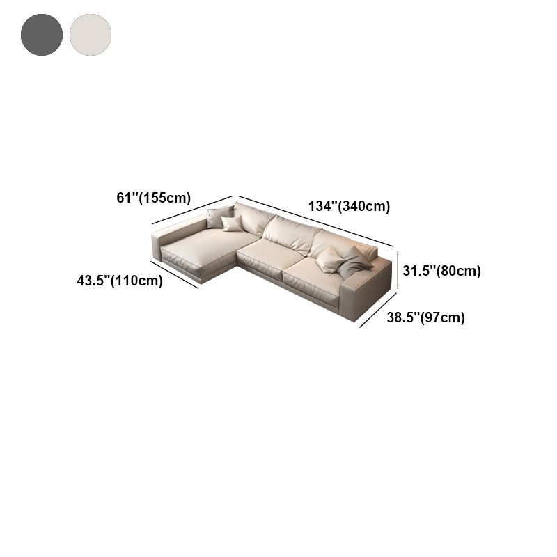 Glam Style Sectional Latex Upholstery Filled Faux Leather White/grey/black/orange Sofa