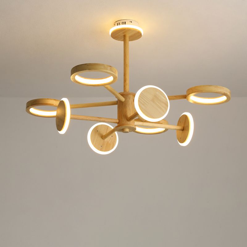 Lustre radial japonais Light Living Room LED LEMPORT DE PROSIDE DE PROBLÈME EN BEIGE